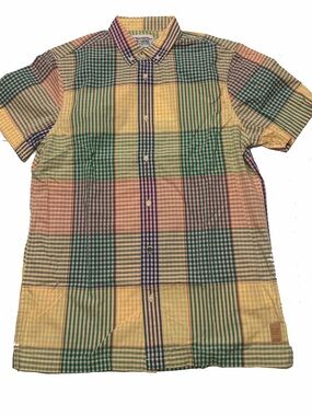 Scotch & Soda Yellow, Green & Pink Checked Short-Sleeve Button-Up